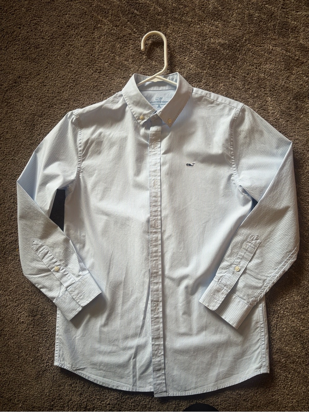 Vineyard Vines Boy’s Light Blue Micro-Stripe Button-Down Shirt Size M